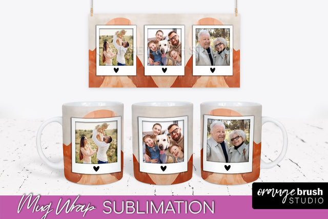 Add Your Photo Mug Wrap - Boho Mug Sublimation Design Sublimation OrangeBrushStudio 