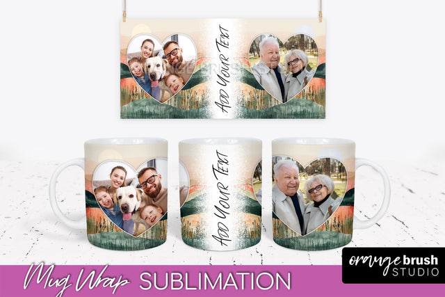 Add Your Photo Mug Wrap - Boho Mug Sublimation Design Sublimation OrangeBrushStudio 