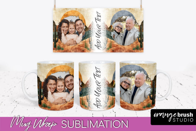 Add Your Photo Mug Wrap - Boho Mug Sublimation Design Sublimation OrangeBrushStudio 