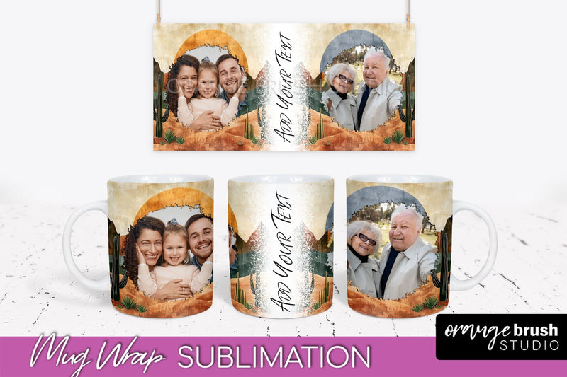 Add Your Photo Mug Wrap - Boho Mug Sublimation Design Sublimation OrangeBrushStudio 