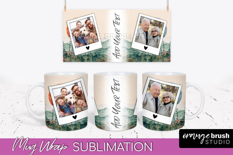 Add Your Photo Mug Wrap - Boho Mug Sublimation Design Sublimation OrangeBrushStudio 