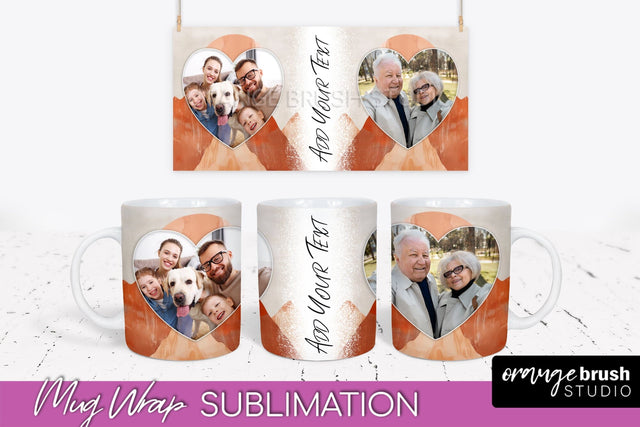 Add Your Photo Mug Wrap - Boho Mug Sublimation Design Sublimation OrangeBrushStudio 