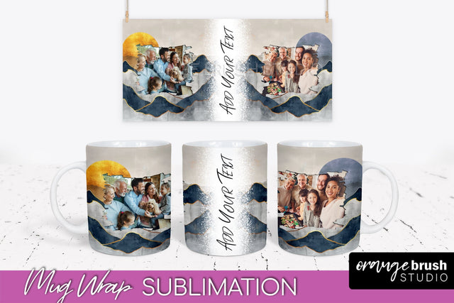 Add Your Photo Mug Wrap - Boho Mug Sublimation Design Sublimation OrangeBrushStudio 