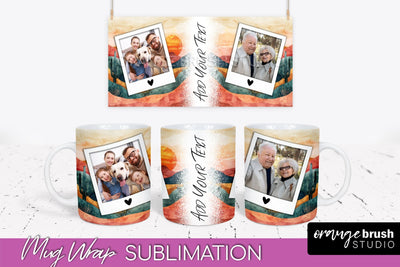 Add Your Photo Mug Wrap - Boho Mug Sublimation Design Sublimation OrangeBrushStudio 