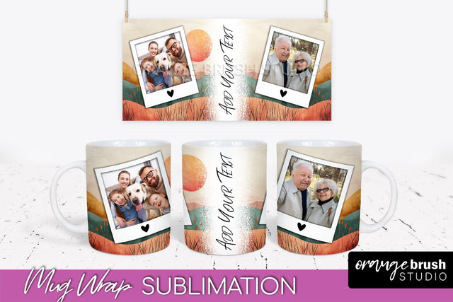 Add Your Photo Mug Wrap - Boho Mug Sublimation Design Sublimation OrangeBrushStudio 