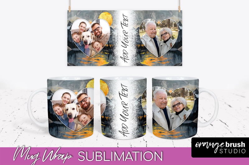 Add Your Photo Mug Wrap - Boho Mug Sublimation Design Sublimation OrangeBrushStudio 