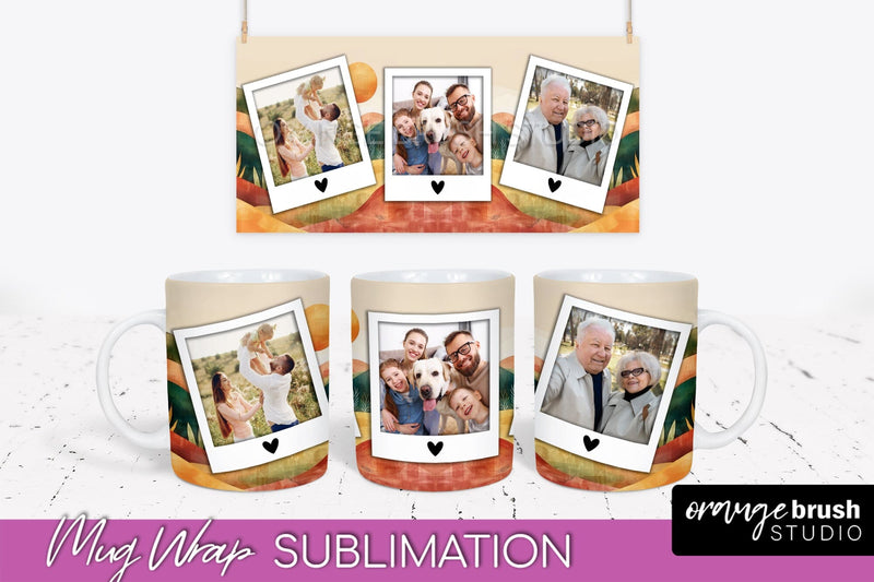 Add Your Photo Mug Wrap - Boho Mug Sublimation Design Sublimation OrangeBrushStudio 
