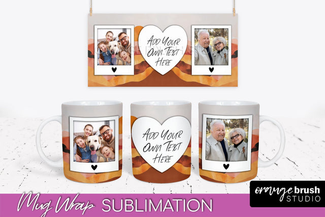 Add Your Photo Mug Wrap - Boho Mug Sublimation Design Sublimation OrangeBrushStudio 