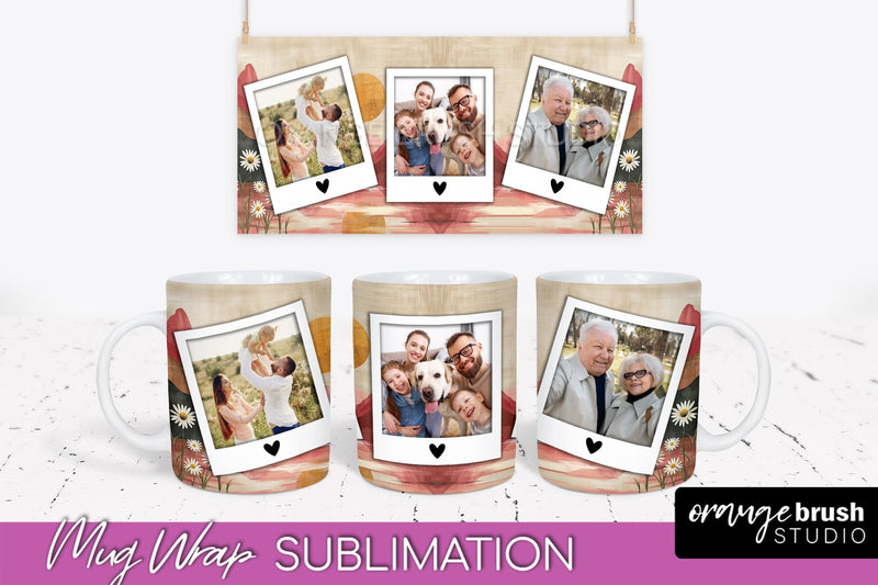 Add Your Photo Mug Wrap - Boho Mug Sublimation Design Sublimation OrangeBrushStudio 