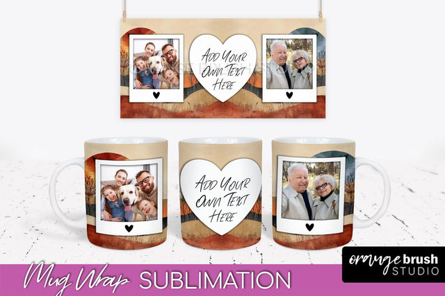 Add Your Photo Mug Wrap - Boho Mug Sublimation Design Sublimation OrangeBrushStudio 