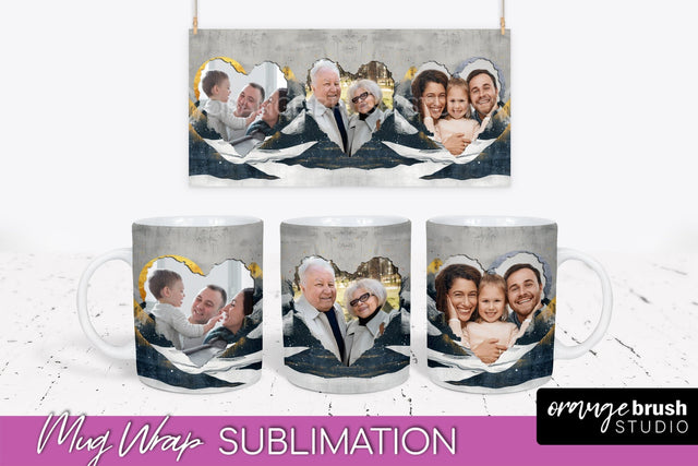 Add Your Photo Mug Wrap - Boho Mug Sublimation Design Sublimation OrangeBrushStudio 