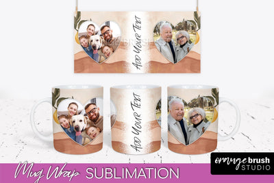 Add Your Photo Mug Wrap - Boho Mug Sublimation Design Sublimation OrangeBrushStudio 