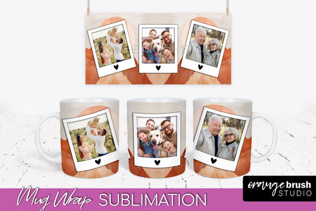 Add Your Photo Mug Wrap - Boho Mug Sublimation Design Sublimation OrangeBrushStudio 