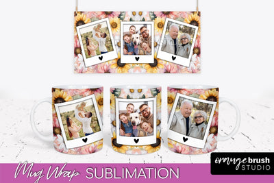Add Your Photo Mug Wrap -Floral Mug Sublimation Design Sublimation OrangeBrushStudio 