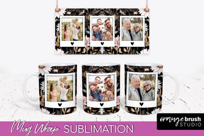 Add Your Photo Mug Wrap -Floral Mug Sublimation Design Sublimation OrangeBrushStudio 