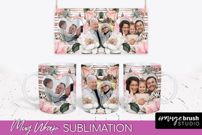 Add Your Photo Mug Wrap -Floral Mug Sublimation Design Sublimation OrangeBrushStudio 