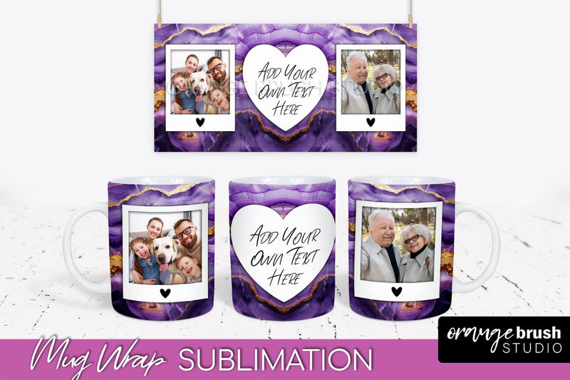 Add Your Photo Mug Wrap - Marble Mug Sublimation Design Sublimation OrangeBrushStudio 