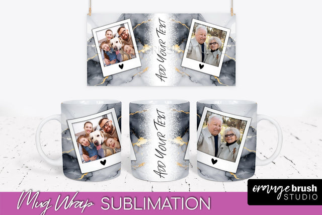 Add Your Photo Mug Wrap - Marble Mug Sublimation Design Sublimation OrangeBrushStudio 