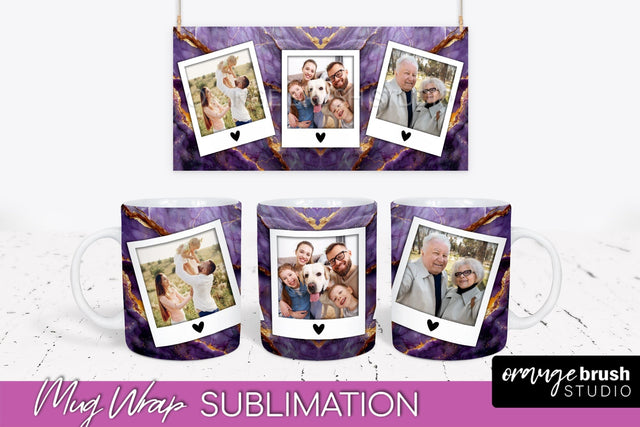 Add Your Photo Mug Wrap - Marble Mug Sublimation Design Sublimation OrangeBrushStudio 