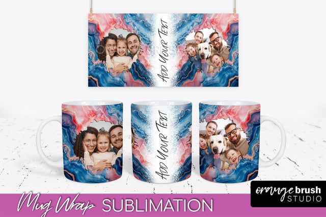 Add Your Photo Mug Wrap - Marble Mug Sublimation Design Sublimation OrangeBrushStudio 