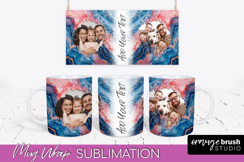 Add Your Photo Mug Wrap - Marble Mug Sublimation Design Sublimation OrangeBrushStudio 