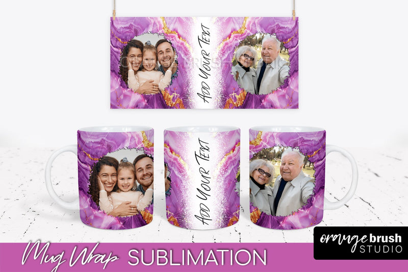 Add Your Photo Mug Wrap - Marble Mug Sublimation Design Sublimation OrangeBrushStudio 