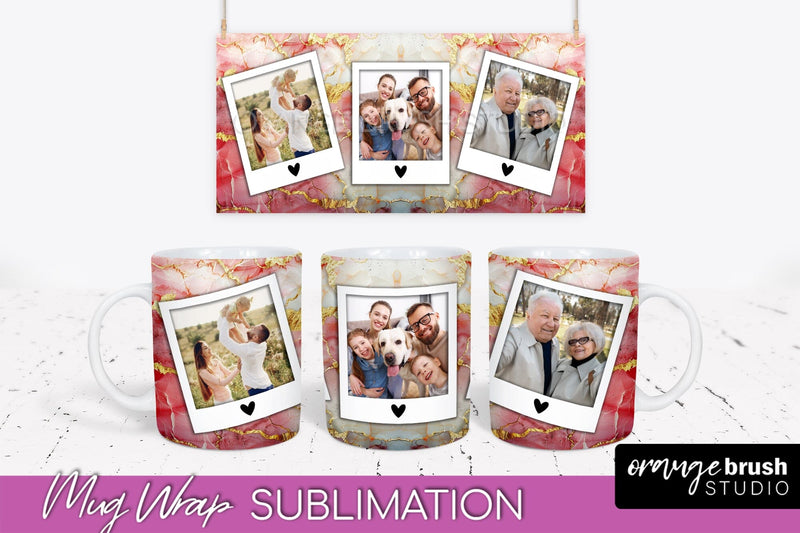 Add Your Photo Mug Wrap - Marble Mug Sublimation Design Sublimation OrangeBrushStudio 