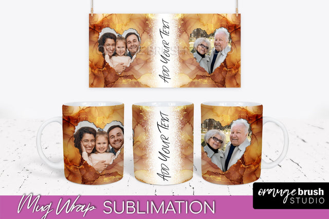 Add Your Photo Mug Wrap - Marble Mug Sublimation Design Sublimation OrangeBrushStudio 