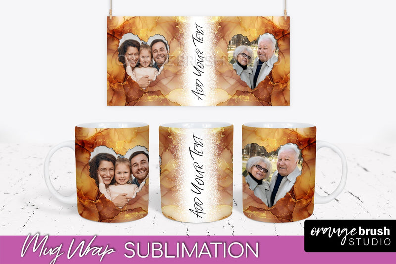 Add Your Photo Mug Wrap - Marble Mug Sublimation Design Sublimation OrangeBrushStudio 