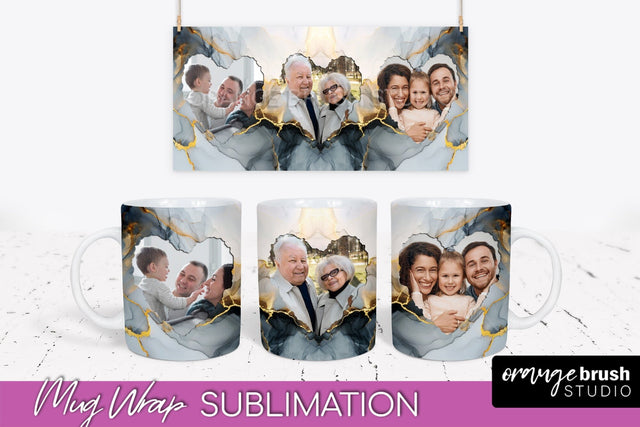 Add Your Photo Mug Wrap - Marble Mug Sublimation Design Sublimation OrangeBrushStudio 