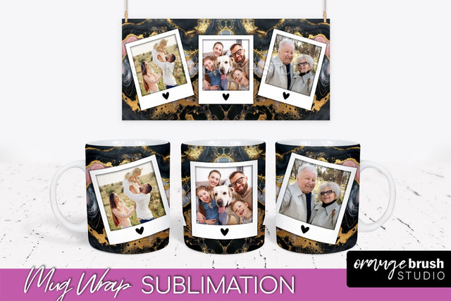 Add Your Photo Mug Wrap - Marble Mug Sublimation Design Sublimation OrangeBrushStudio 
