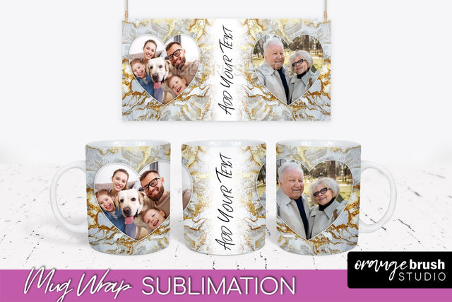 Add Your Photo Mug Wrap - Marble Mug Sublimation Design Sublimation OrangeBrushStudio 