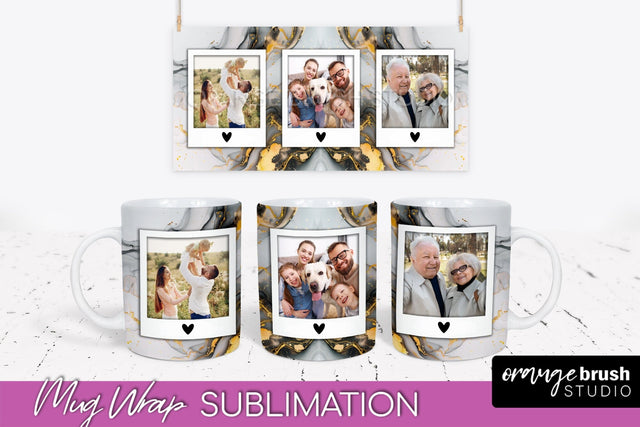 Add Your Photo Mug Wrap - Marble Mug Sublimation Design Sublimation OrangeBrushStudio 