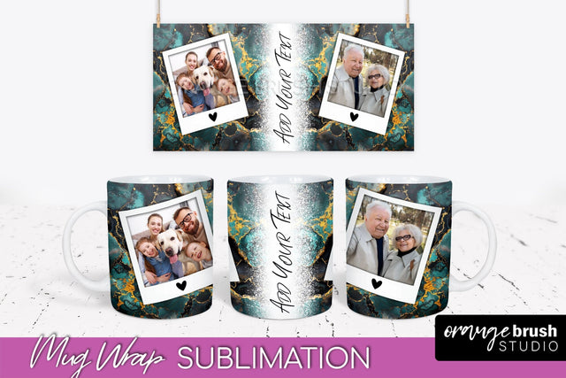 Add Your Photo Mug Wrap - Marble Mug Sublimation Design Sublimation OrangeBrushStudio 