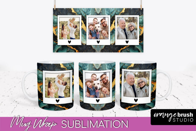 Add Your Photo Mug Wrap - Marble Mug Sublimation Design Sublimation OrangeBrushStudio 
