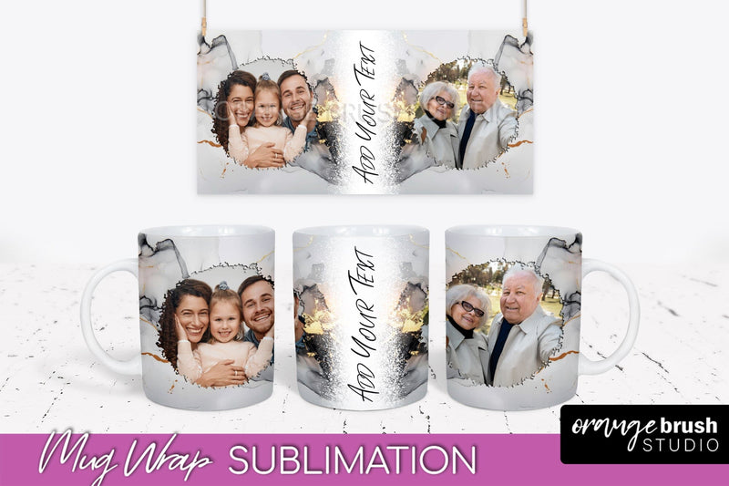 Add Your Photo Mug Wrap - Marble Mug Sublimation Design Sublimation OrangeBrushStudio 