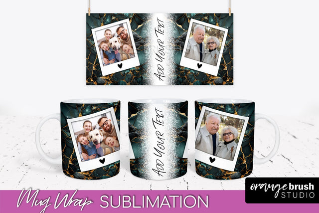 Add Your Photo Mug Wrap - Marble Mug Sublimation Design Sublimation OrangeBrushStudio 