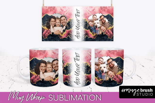 Add Your Photo Mug Wrap - Marble Mug Sublimation Design Sublimation OrangeBrushStudio 