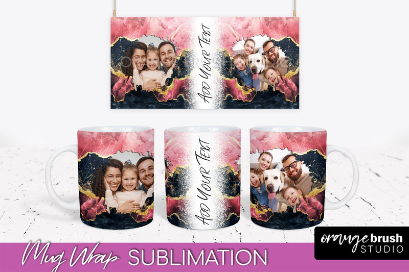 Add Your Photo Mug Wrap - Marble Mug Sublimation Design Sublimation OrangeBrushStudio 