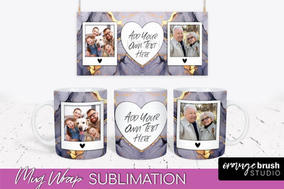 Add Your Photo Mug Wrap - Marble Mug Sublimation Design Sublimation OrangeBrushStudio 