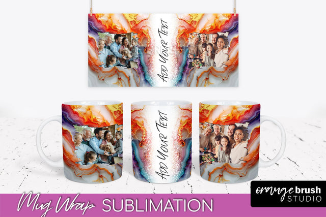 Add Your Photo Mug Wrap - Marble Mug Sublimation Design Sublimation OrangeBrushStudio 