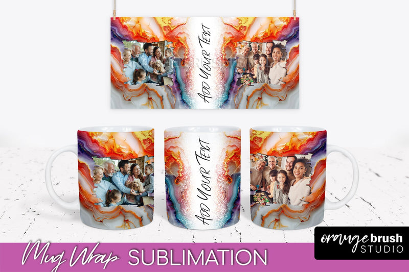 Add Your Photo Mug Wrap - Marble Mug Sublimation Design Sublimation OrangeBrushStudio 