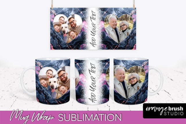Add Your Photo Mug Wrap - Marble Mug Sublimation Design Sublimation OrangeBrushStudio 
