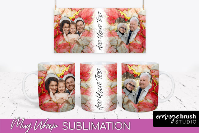 Add Your Photo Mug Wrap - Marble Mug Sublimation Design Sublimation OrangeBrushStudio 