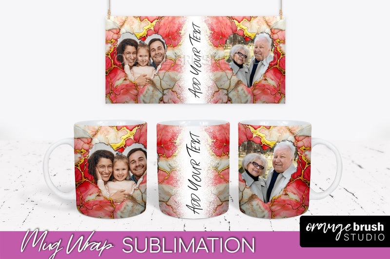 Add Your Photo Mug Wrap - Marble Mug Sublimation Design Sublimation OrangeBrushStudio 