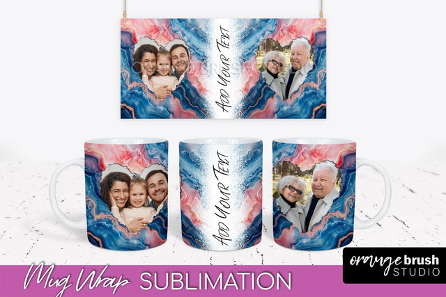 Add Your Photo Mug Wrap - Marble Mug Sublimation Design Sublimation OrangeBrushStudio 