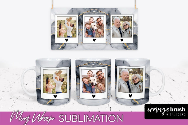 Add Your Photo Mug Wrap - Marble Mug Sublimation Design Sublimation OrangeBrushStudio 