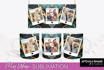 Add Your Photo Mug Wrap - Marble Mug Sublimation Design Sublimation OrangeBrushStudio 