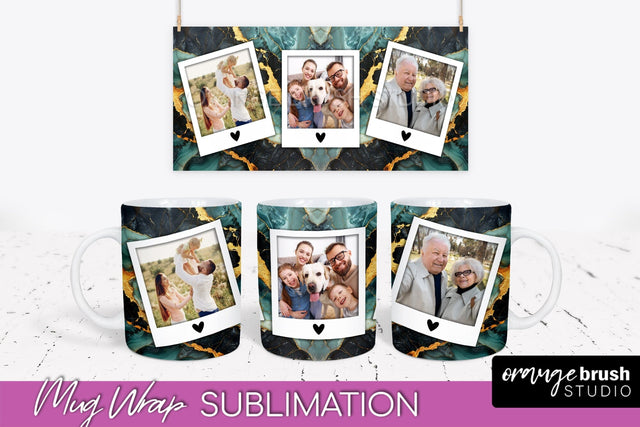 Add Your Photo Mug Wrap - Marble Mug Sublimation Design Sublimation OrangeBrushStudio 