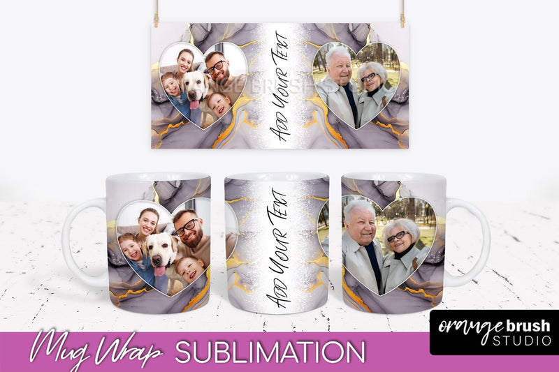 Add Your Photo Mug Wrap - Marble Mug Sublimation Design Sublimation OrangeBrushStudio 